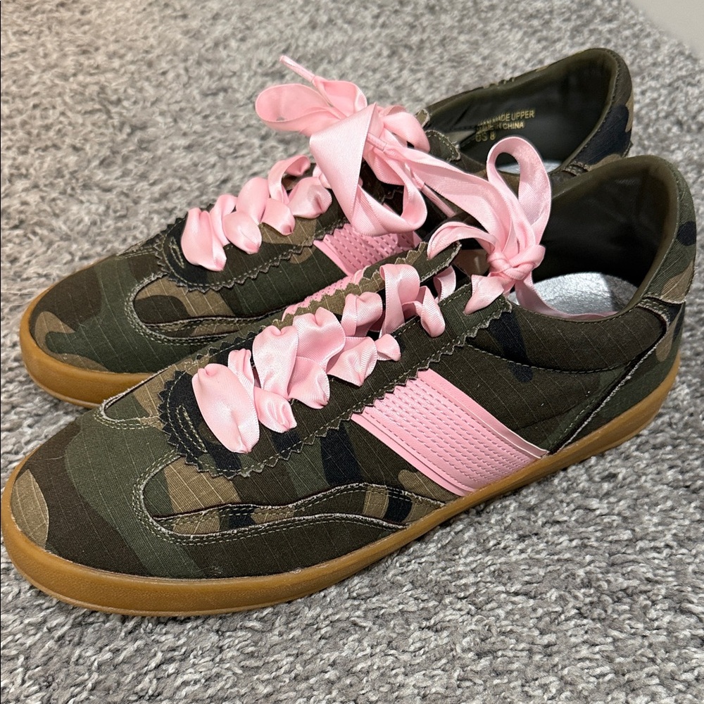 Camouflage Sneakers with Pink Accents